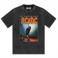 Camiseta con estampado de banda ACDC, camiseta Retro lavada de manga corta antigua, pareja de moda, cómoda, holgada, informal, nueva ropa para hombre