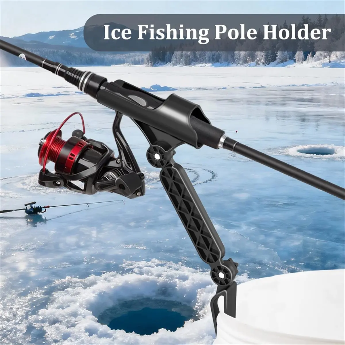618 Mega Sale 2pcs Adjustable Bucket Rod Holder for Ice Fishing, Foldable Adjustable Angle, Outdoor Ice Fishing Accessories