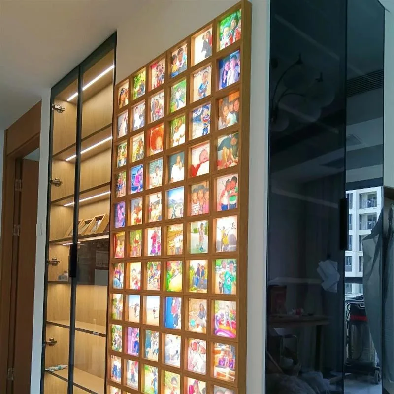 Photo wall feeling living room entrance wall display board hole hole luminous photo kindergarten training culture