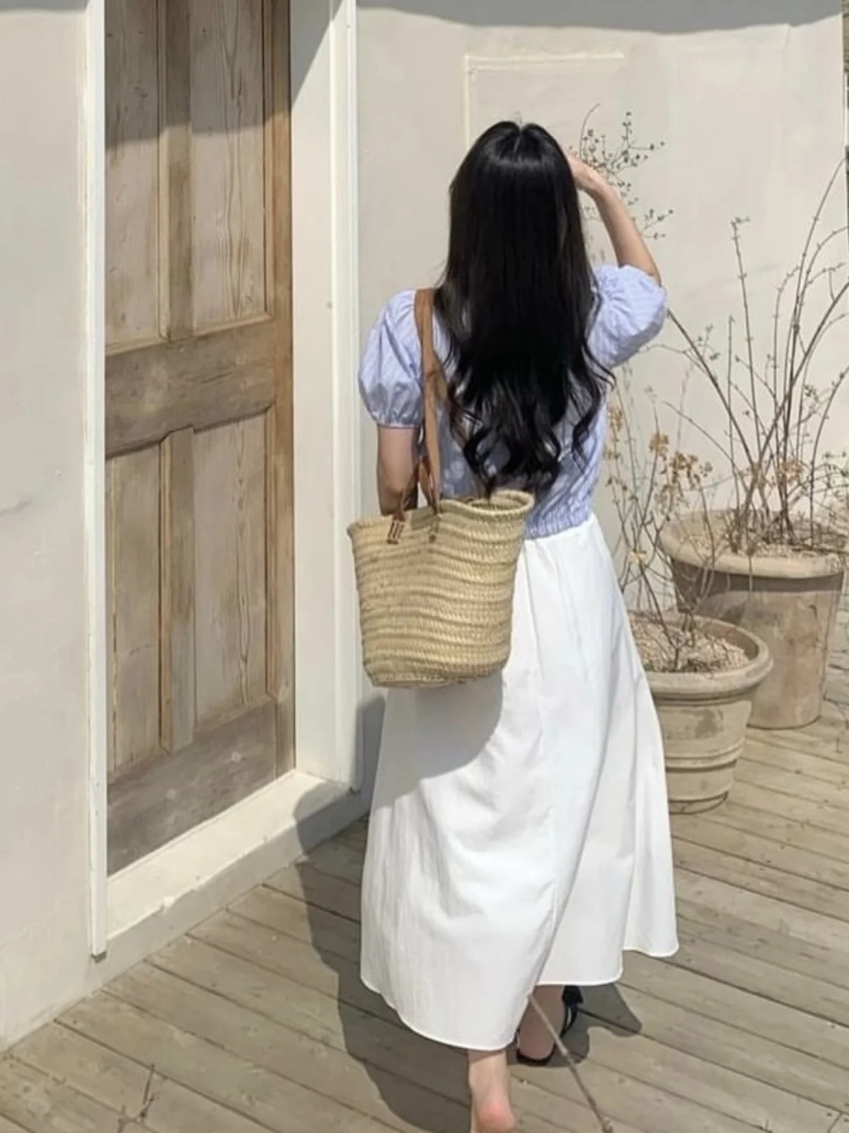 Retro Striped Fre Sle Women's irt Summer Loose Square Collar Patchwork ort Single Button Doll irt Korean Sle Commute