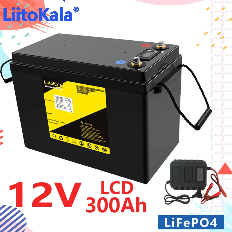 12V 300Ah LiFePO4 Battery BMS Lithium Power Batteries 4000 Cycles For 12.8V RV Campers Golf Cart Off-Road Off-grid Solar Wind