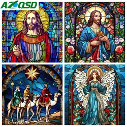 AZQSD Diamonds Painting Jesus Virgin Mary Cross Stitch Home Decor 5d Embroidery Religious Icon Mosaic Handmade Rhinestones Gift