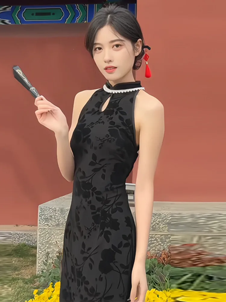 

Retro Chinese Sle Long Qipao Dr Women's Summer 2026 New Version Waist-Cinching Midi Skirt Commute Friendly Ele