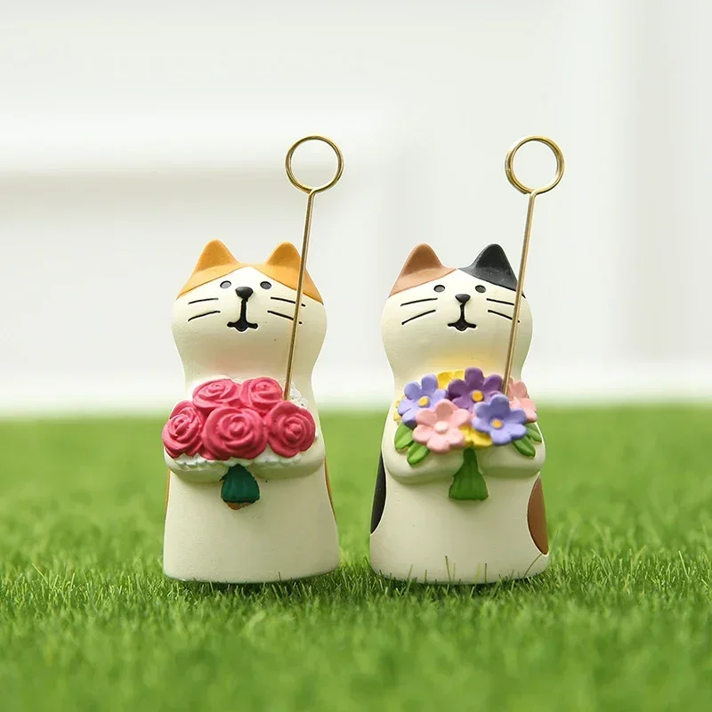 Romantic Cats Resin Miniature Wedding Celebration Series Decoration Crafts Japan Style Cute Animal Wedding Desktop Accessories