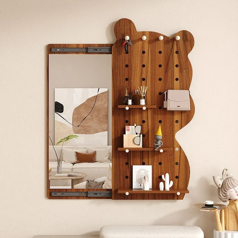 

Hidden sliding mirror of hole board, thin whole body wall hanging fitting, no punching, household living room entrance wall