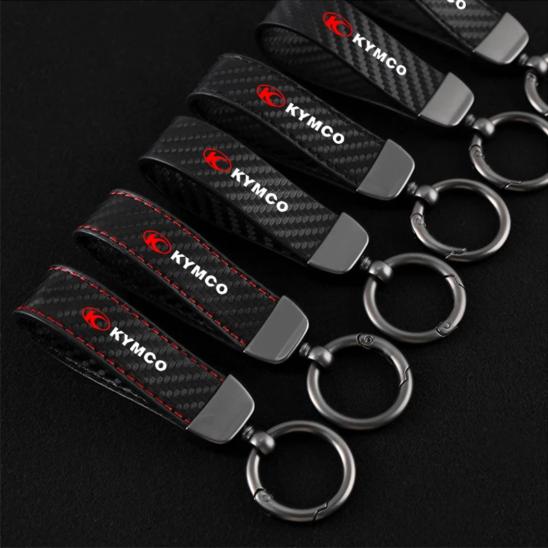 

NEW Motorcycle Carbon Fiber Leather Keychain Horseshoe Buckle Jewelry for KYMCO Xciting 250 300 400 AK550 CT250 CT300 S400