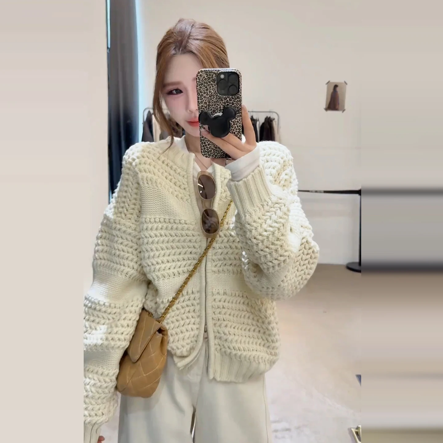 ショートニットカーディガン レディース ユニークデザイン ジャケット 高級 秋冬新作