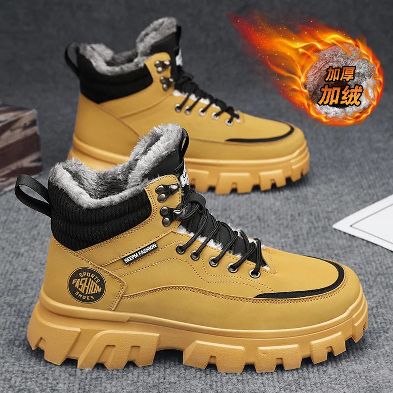 Fashion boots Men's winter cargo with cashmere warm cotton boots to increase cotton shoes snow boots  M1217