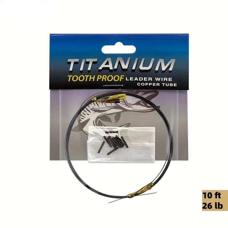 YOTO Bissfestes Vorfach-Set aus Titan – 10 Fuß großer Salzwasser-Angeldraht mit Ärmeln (15–44 lb)