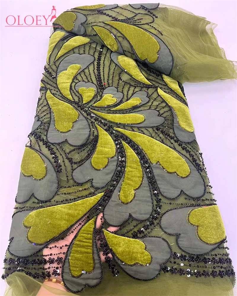 

2025 Classic Fashion French Embroidery Chiffon Lace Fabric African Nigerian With Bubble Bead Lace Fabric For Wedding Dress