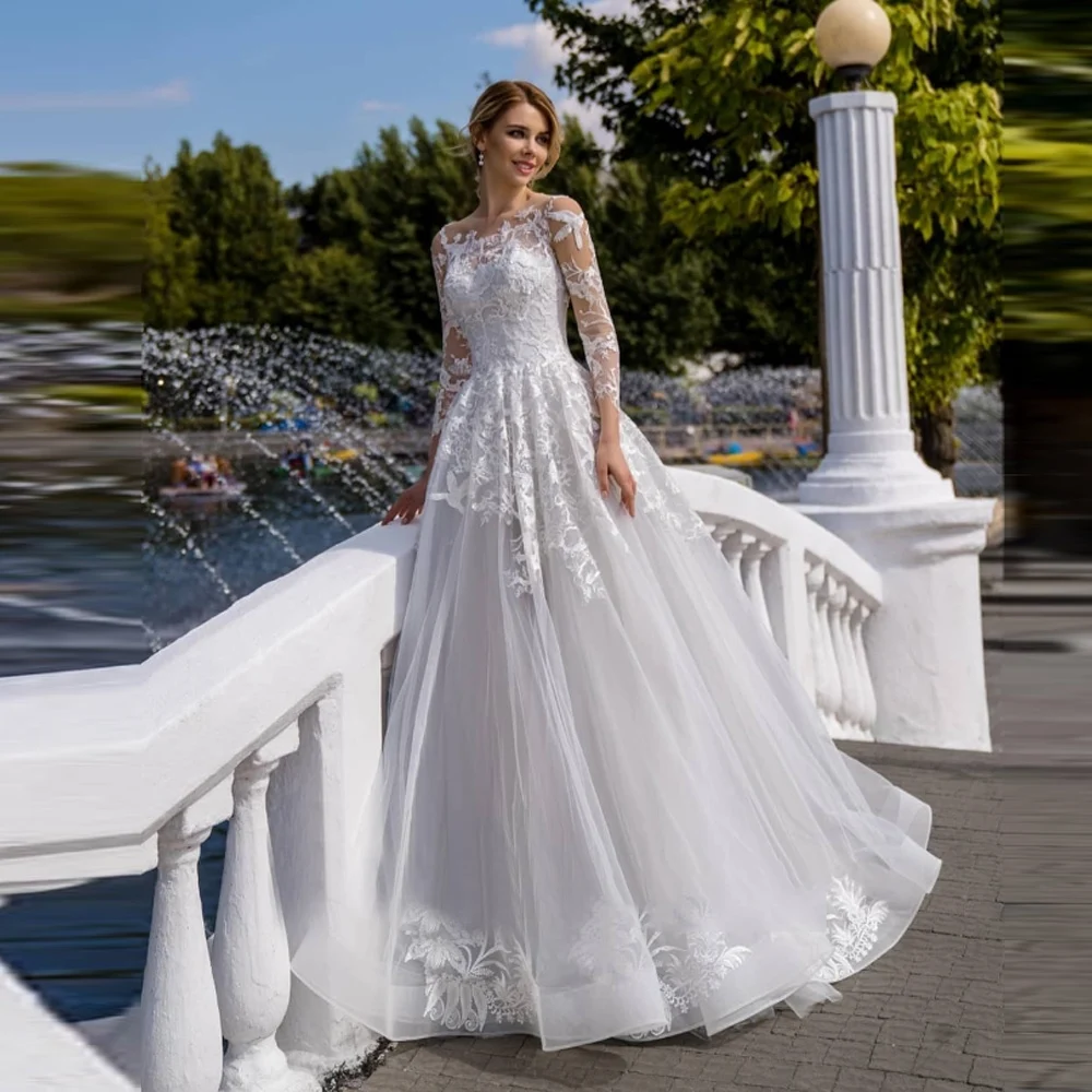 

Sweetheart Collar Women Wedding Dresses Sexy Long Sleeves A-Line Bridal Gowns Mopping Length Banquet Robes De Mariée Customized