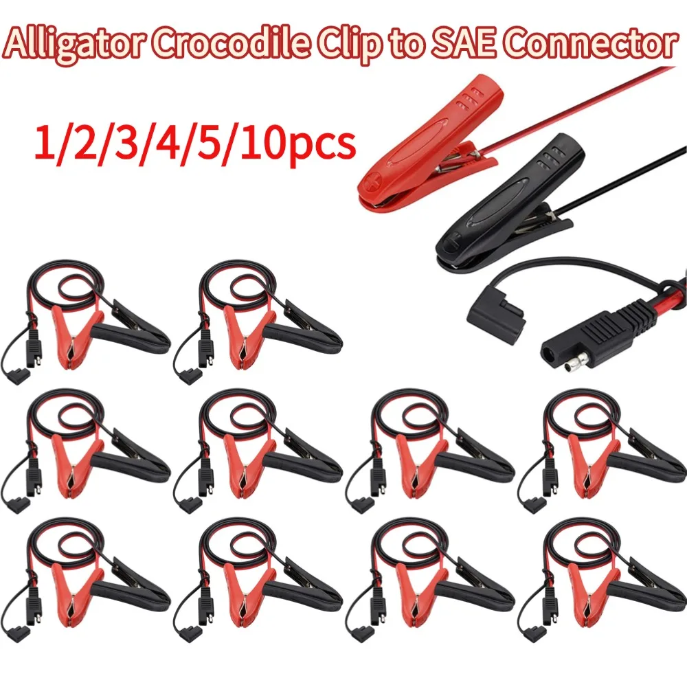 

100 см зажим типа «крокодил» к разъему SAE, быстроразъемный быстроразъемный удлинительный кабель для зарядки солнечной энергии автомобиля, 1-30 шт.
