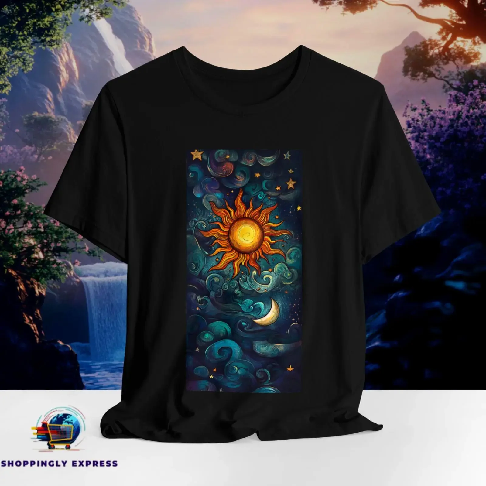 Dreamy Sun Moon Stars Celestial T Shirt Artistic Boho Mystical Cosmic Aesthetic Soft Casual S 3XL vintage Washed