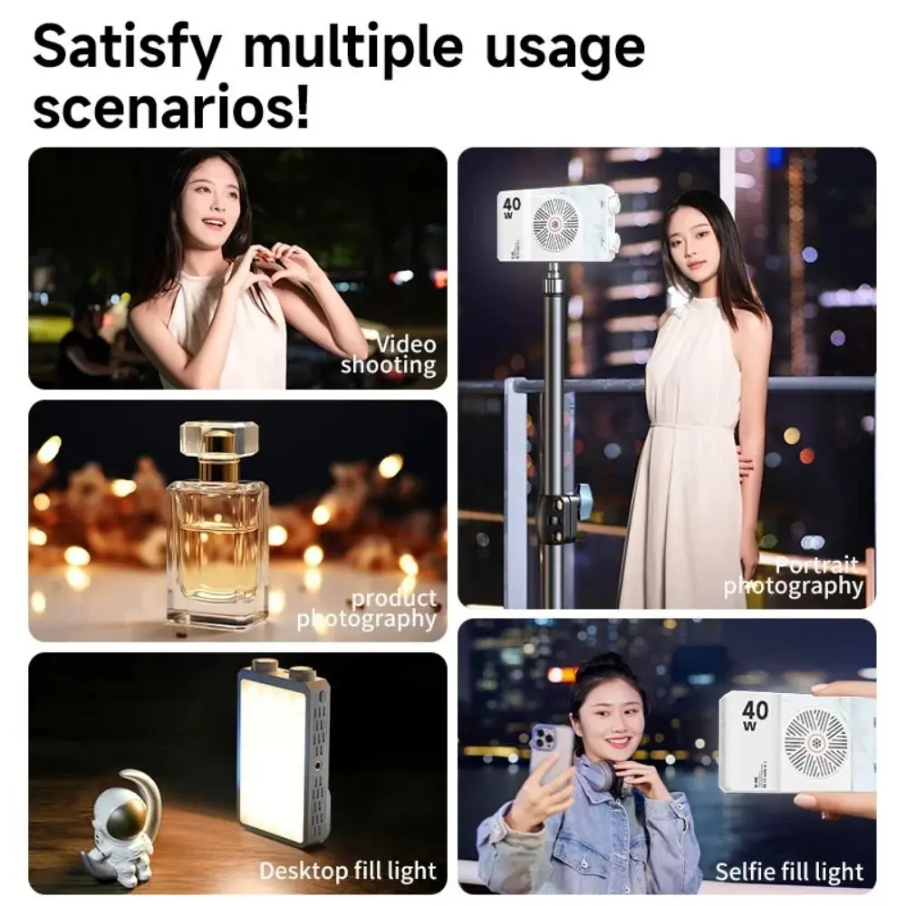 40W RGB LED Camera Light 2800-9000K CRI/TLCI 90+ Mini LED Video Lamp 4400mAh Battery Adjustable Pocket Photography Light Camping