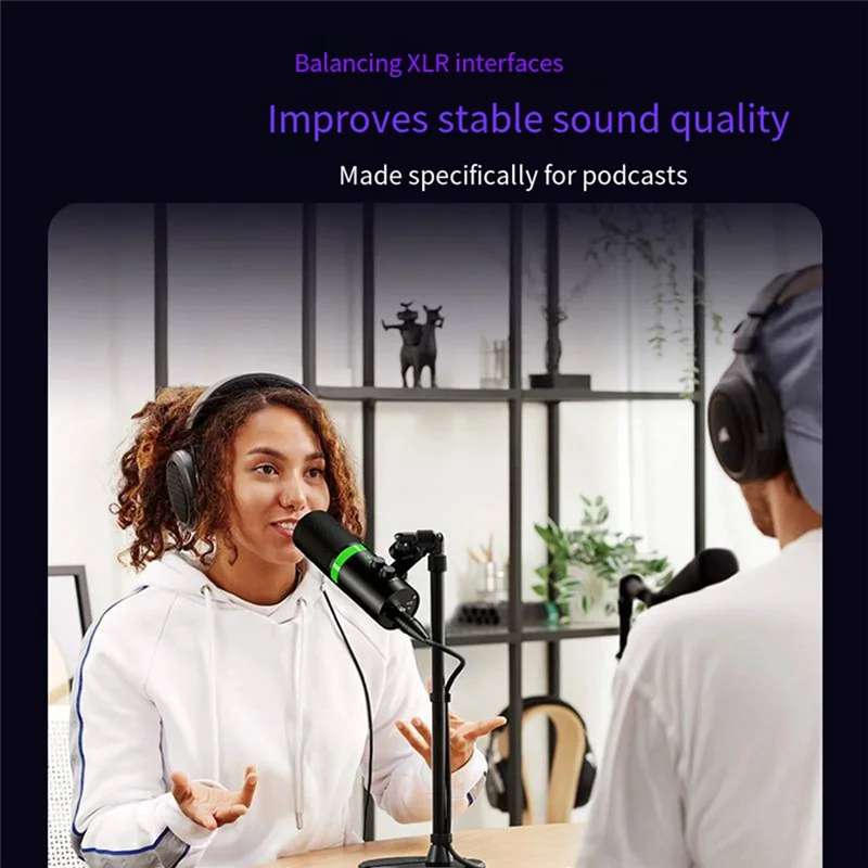 

New-RGB Gaming Microphone Dynamic Microphone USB/XLR Noise Canceling Dual Mode Microphone Podcast Microphone Easy To Use