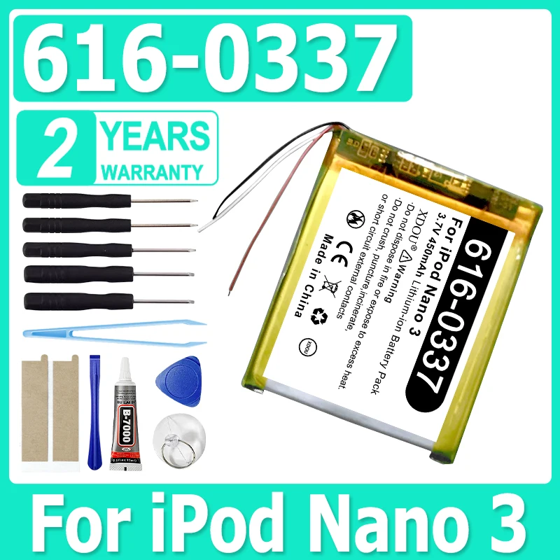 NUEVA Batería de Repuesto 616-0337 para iPod Nano 3 3G, 3ra Generación, 3TH MP3 A1236 Nano3 + Herramientas