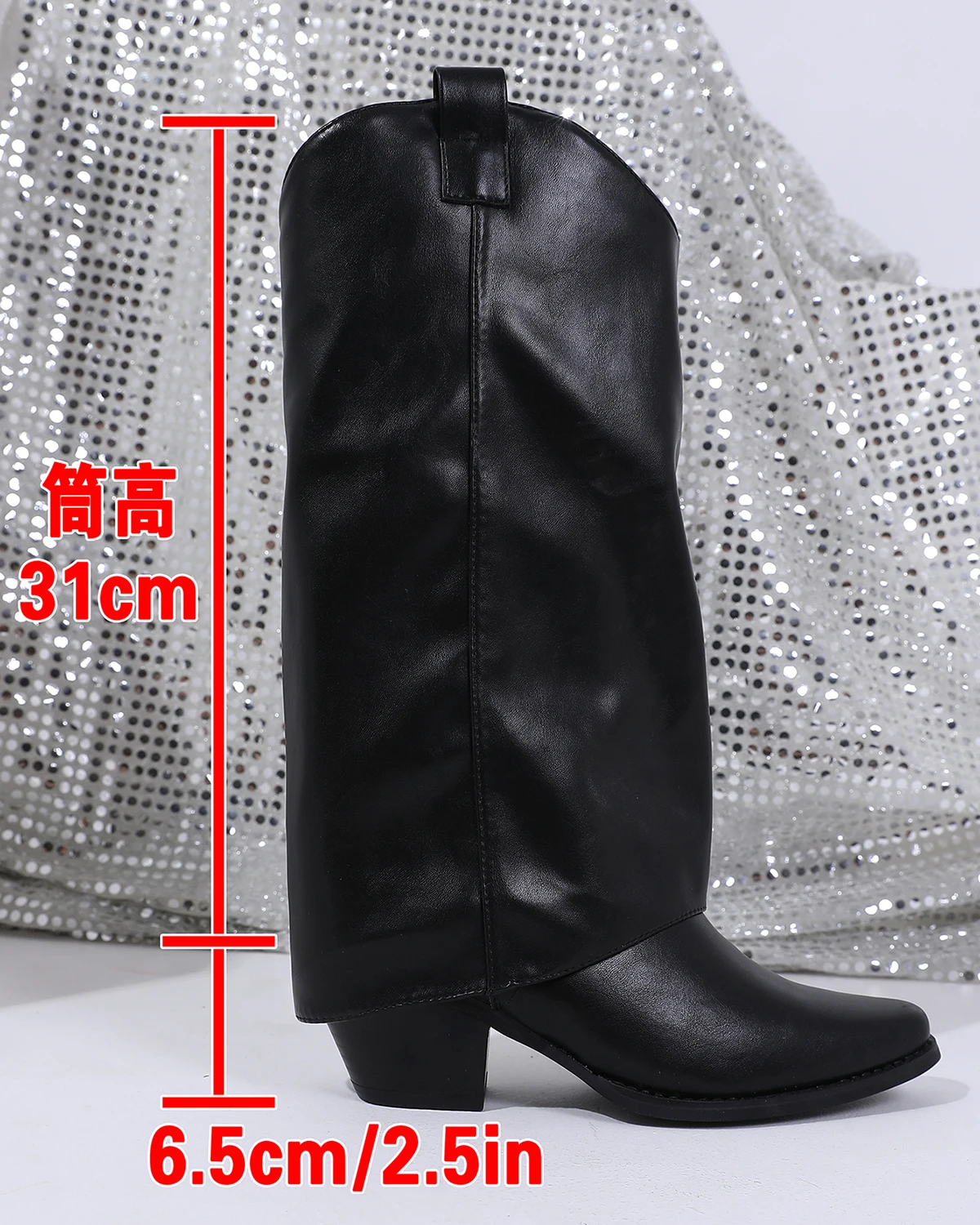 Bottes de Cowboy occidentales rétro noires pour femmes, bottes d'équitation à talon moyen et bout carré, bottes hautes amincissantes, nouvelle collection automne/hiver 2025