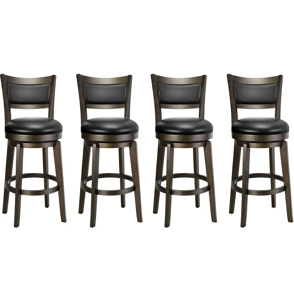 

Swivel Bar Stools Set of 4, 26 Inch Counter Height Barstools, Black Faux Leather Bar Stool with High Backrest amp Solid Wood Le