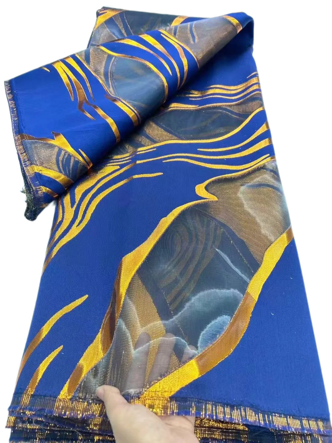 

Популярная синяя африканская цветочная дамасская кружевная ткань 2025 года, высокое качество, французская позолоченная парча, жаккардовое кружево для женщин, свадебное платье