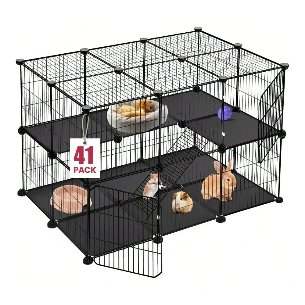 

Panels Pet Playpen 35.4 L X 23.6 W X 23.6 H Small Animal Playpen With 2 Doors CC Cage For Guinea Pigs Rabbit Bunny Hedgehogs Pu