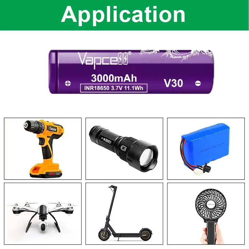 Batería Original Vapcell V30 18650, 3000mah, 35A, baterías recargables de alta descarga, celda de iones de litio INR 18650 para bicicletas eléctricas