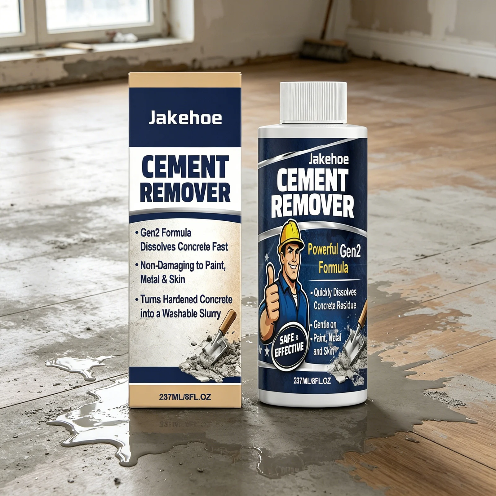 

JAKEHOE Cement Remover Effectively Remove Mortar & Cement Deposits Dissolve Concrete Fast Non-damaging to Paint Concrete Cleaner