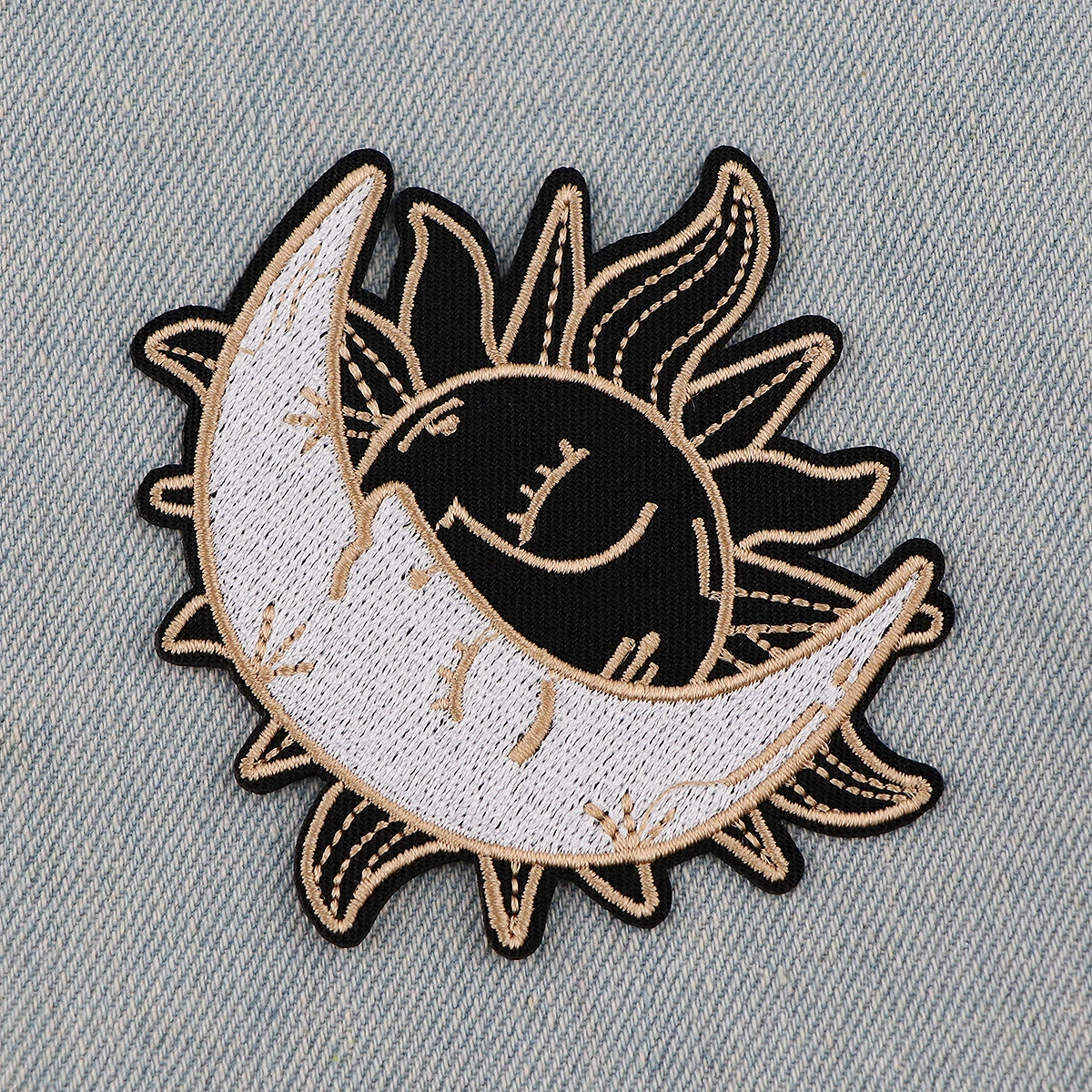 Stitch Sun and Moon Embroidered Iron On Patches Badges Patchwork Sewing Applique Jacket Backpack Badges