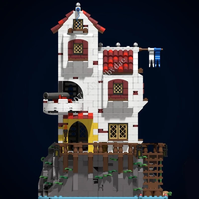 2015 pçs moc castelo medieval bloco de construção modelo ilha outpost tijolo técnico diy conjunto montagem brinquedos para crianças presentes do feriado