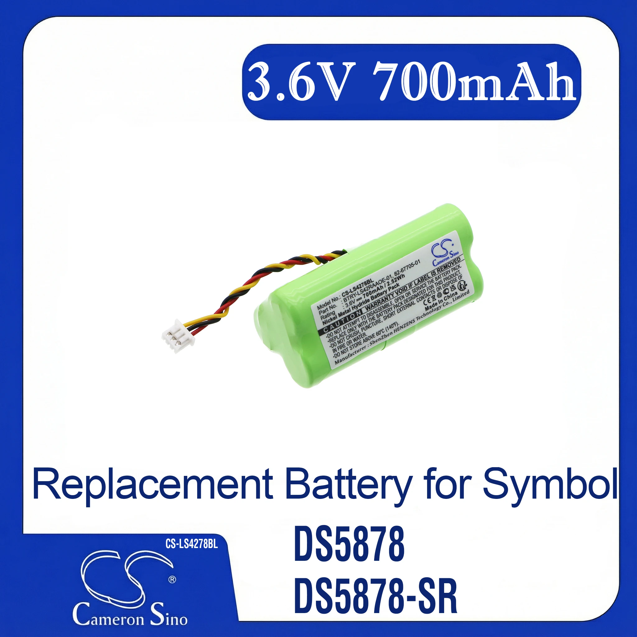 

Cameron Sino Replacement Battery Symbol DS5878, DS5878-SR, DS6878, DS6878-SR, LI4278, PN 82-67705-01,BTRY-LS42RAAOE-01