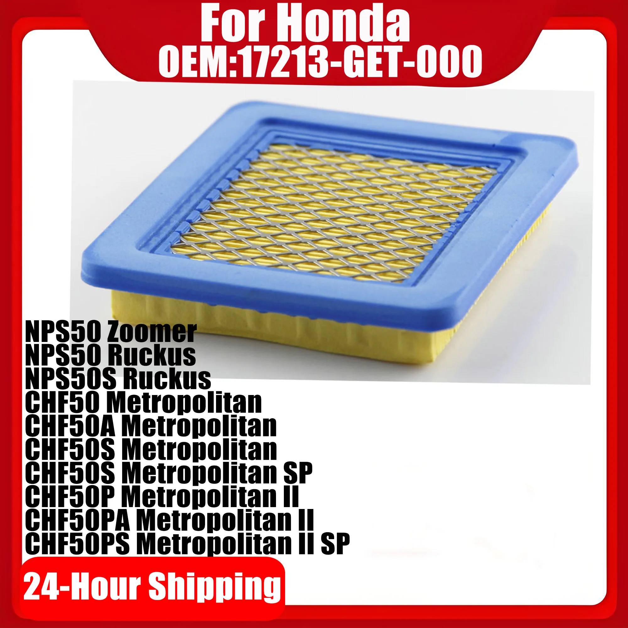 Filtro de aire para motocicleta Honda CHF50 CHF50A CHF50S Metropolitan NPS50 Zoomer NPS50 Ruckus NPS50S Ruckus OEM:17213-GET-000