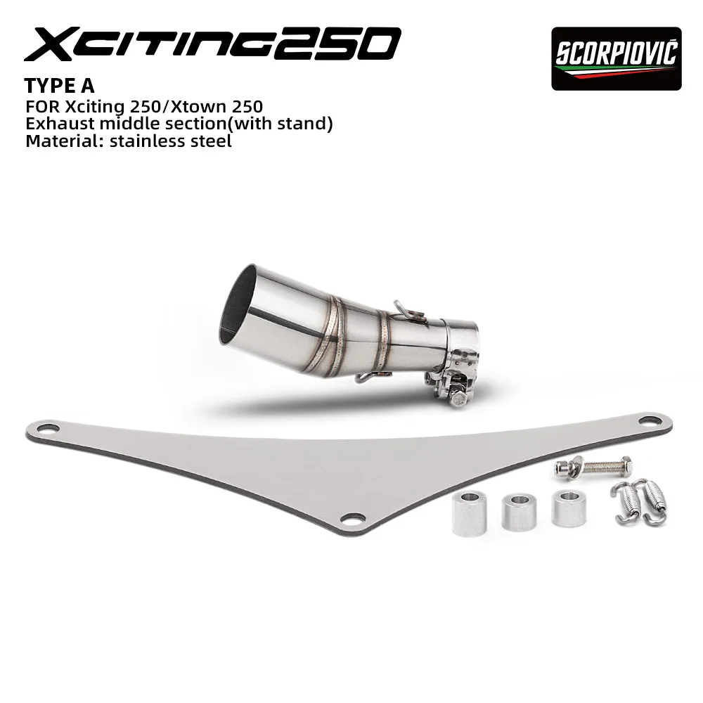 Slip On For Kymco Xciting 250 300 250i 300i Motorcycle Exhaust Escape System Modified Muffler 51mm Middle Link Pipe