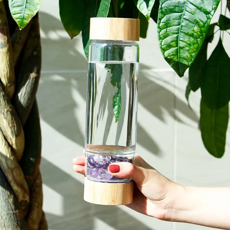 Botellas de Elixir de Cristal de Gran Diámetro, Botella de Agua de Cristal Multicolor, Infusor de Cristal Curativo, Botella de Agua Energética, Botella para Gimnasio