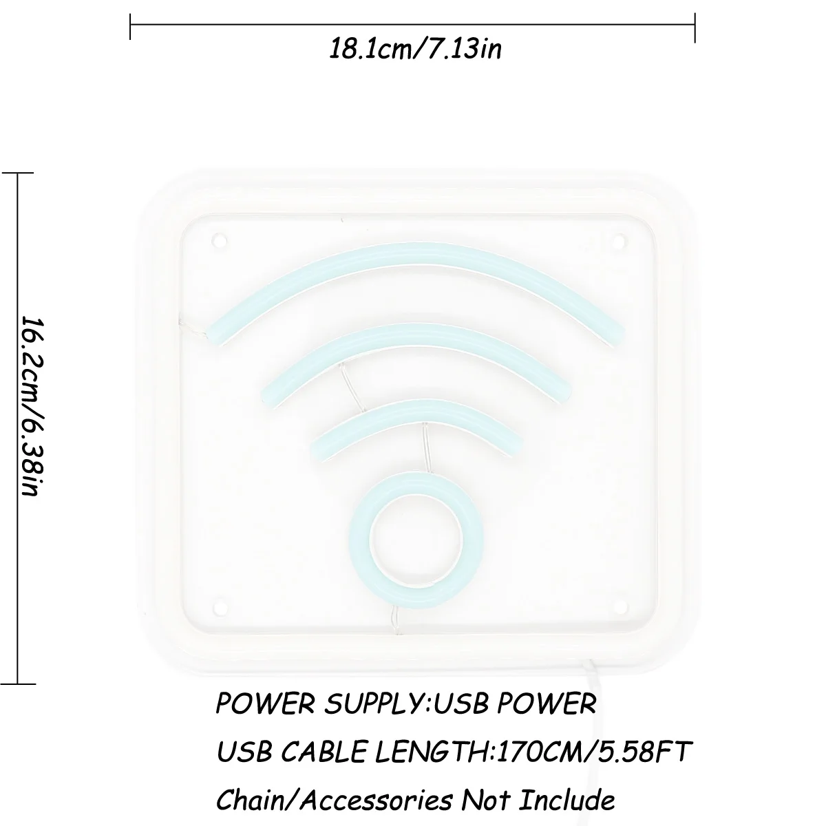 1pc WIFI Sign LED Wall Neon Sign USB Power 5V Low Voltage Safe Night Light  For Shop Bar Event Pub Decoration 7.13''*6.38