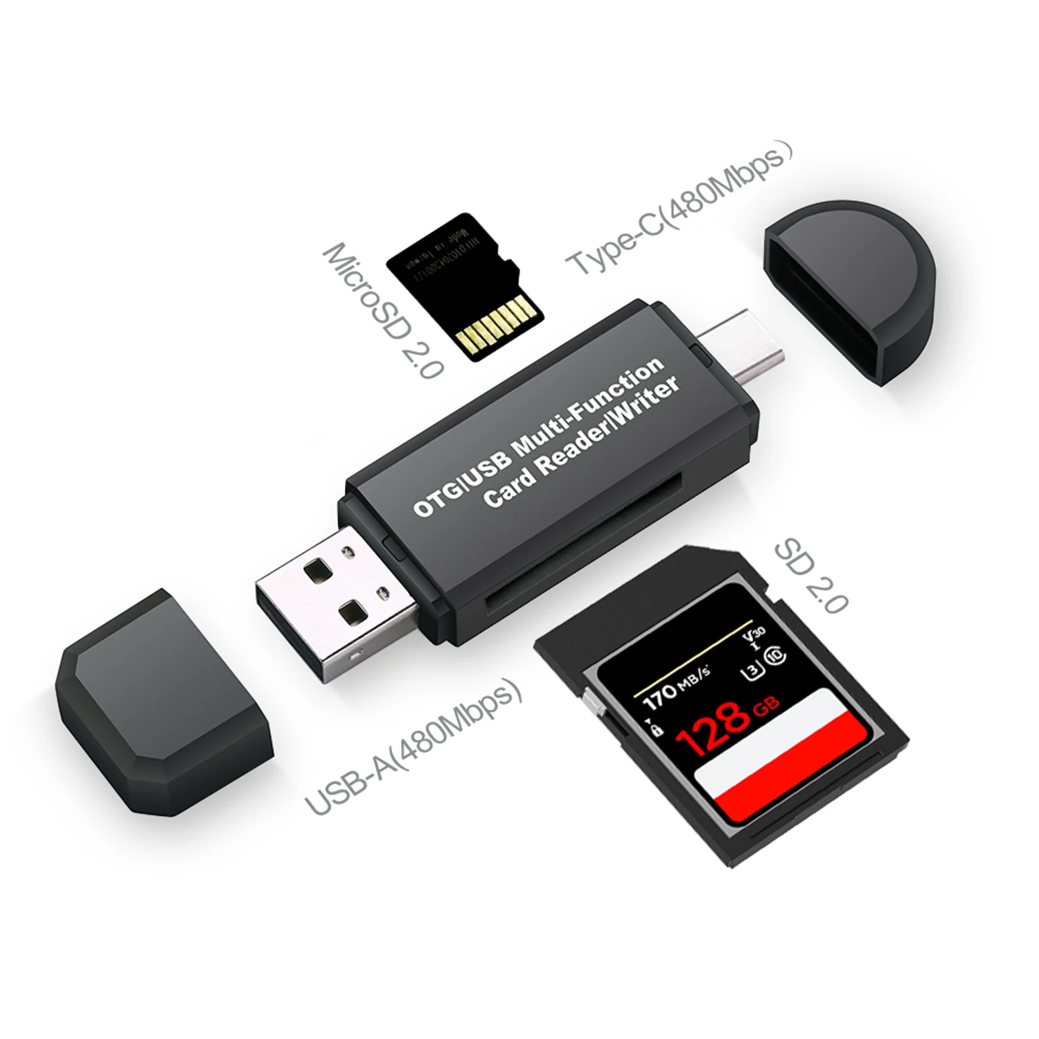USB 2.0 Micro SD Card Reader 2 in 1 Memory Card Reader Compatible with PC Computer MacBook Laptop iPad iPhone 17 16 15 Pro Max