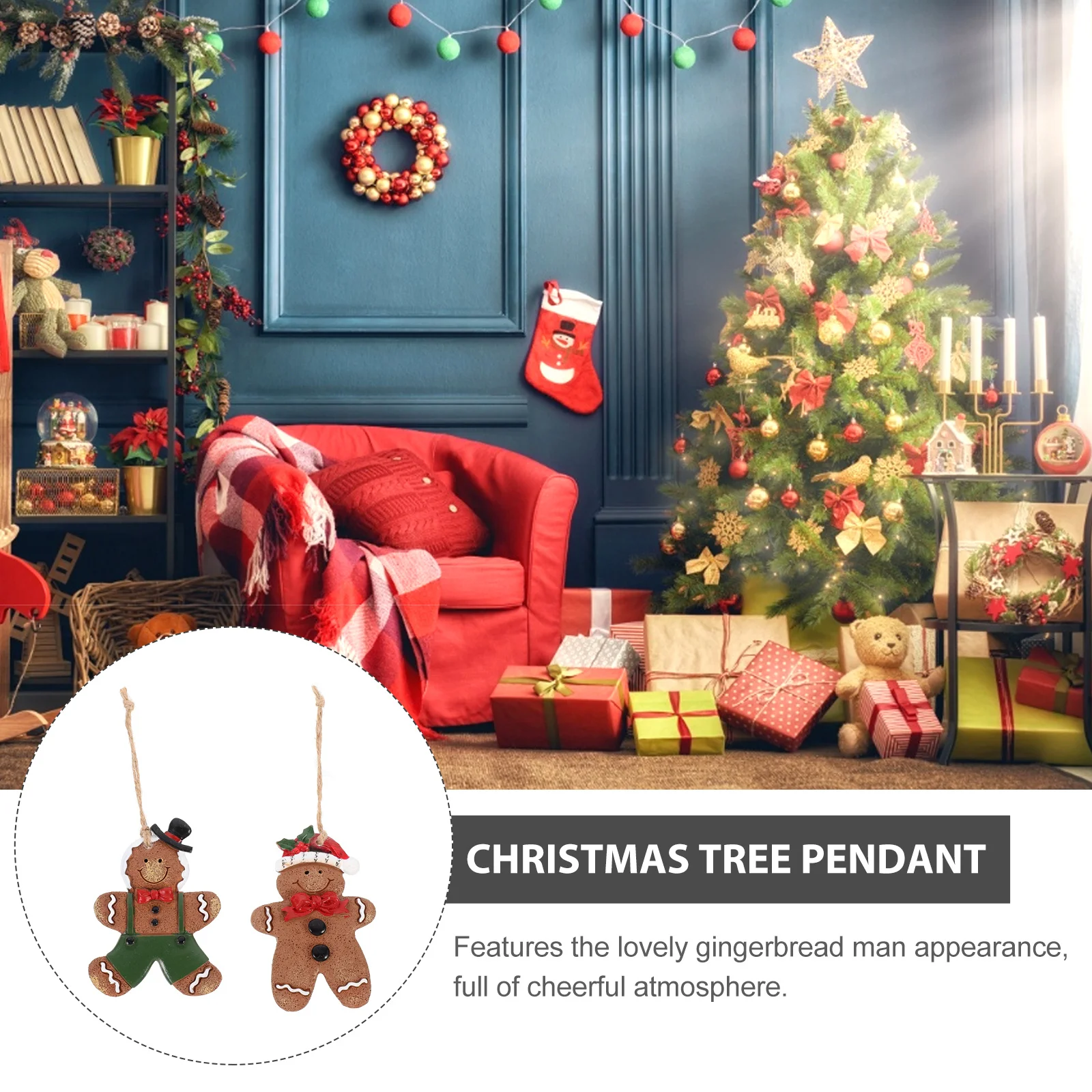 

2Pcs Gingerbread Man Pendant Christmas Tree Hanging Decor Holiday Party Home Garden Decoration Gingerbread Man Hangings