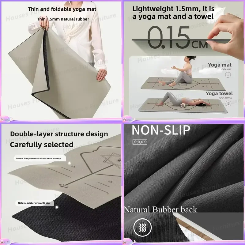 1.5mm Ultra Thin Yoga Mat 183cm Non Slip Sweat Proof PU Travel Fitness Mat Lightweight Durable Eco Friendly Exercise Pad