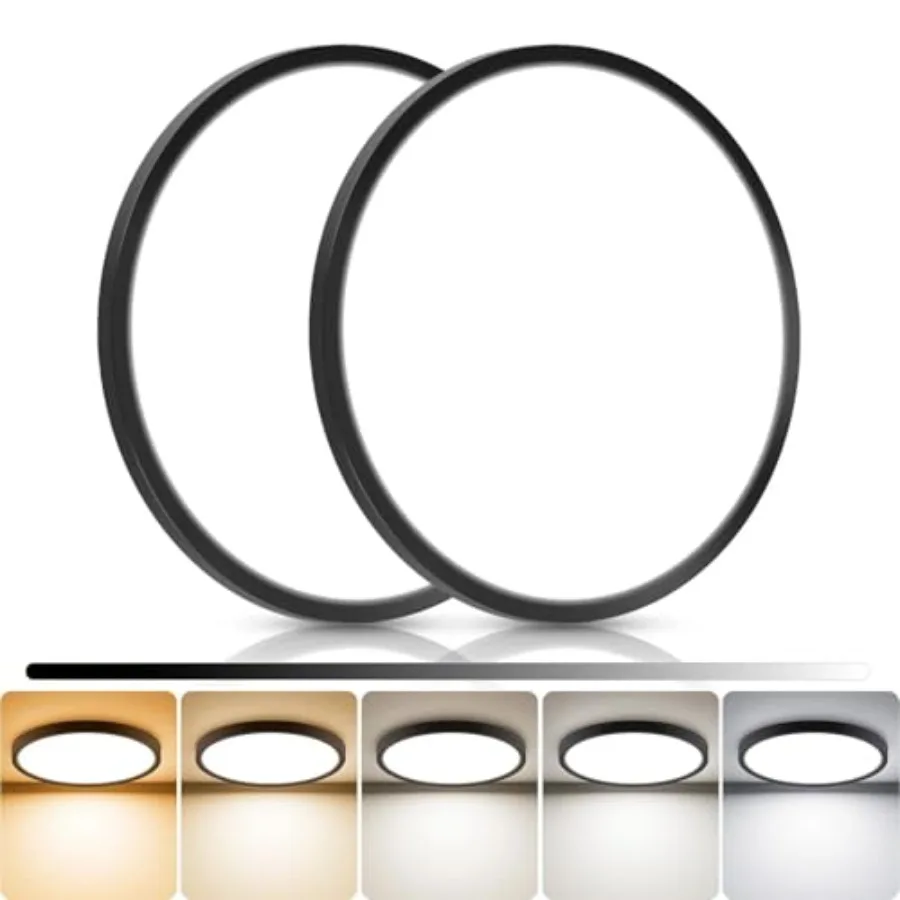 

2Pack 13inch LED Flush Mount Ceiling Light, Dimmable and 5Color Temperatures 3000K-6500K,24W Round Slim Light Fixture for Bedro