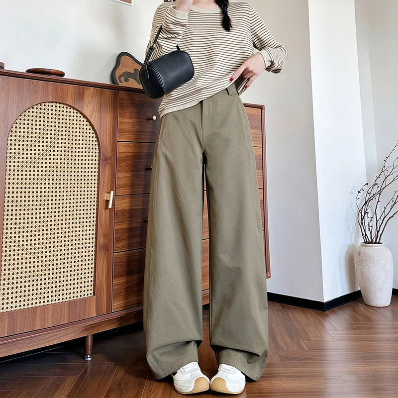 Women's Pants Fashion High Waist Wide Leg Pants for Women Casual Curved Trousers Female Straight Pants Office Ladies Suit Pants