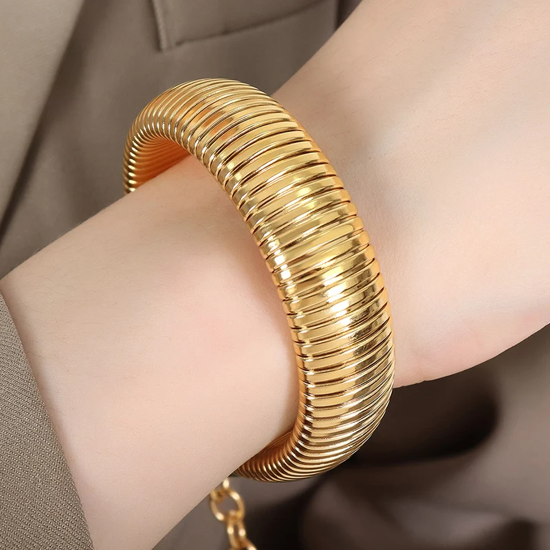Nivora 12/16/20mm Heavy Necklace Bracelet For Women Men Hip Hop Chunky 316L Stainless Steel Stripe Snake Chain Jewelry Sets