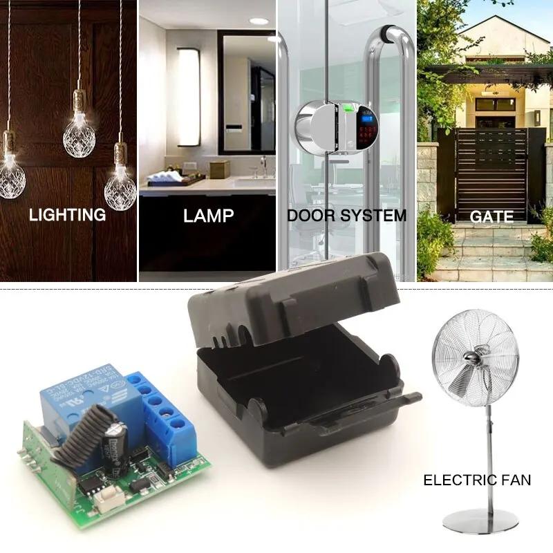 433 Mhz gerbang Universal pengendali jarak jauh beralih DC 12V 10A penerima Relay modul Mini pengendali jarak jauh untuk gerbang LED pintu garasi