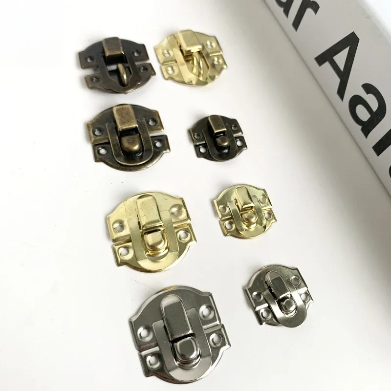 

Small Furniture Yuanbao Box Buckle Iron Sheet Wooden Box Gift Box Buckle Lock Retro Ancient Style Boutique Buckle