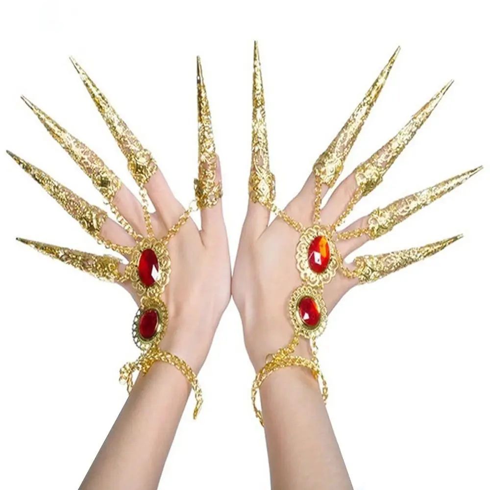 5Pcs Exquisite Belly Dance Golden Dance Prop Dance False Nail Finger Jewelry False Nail