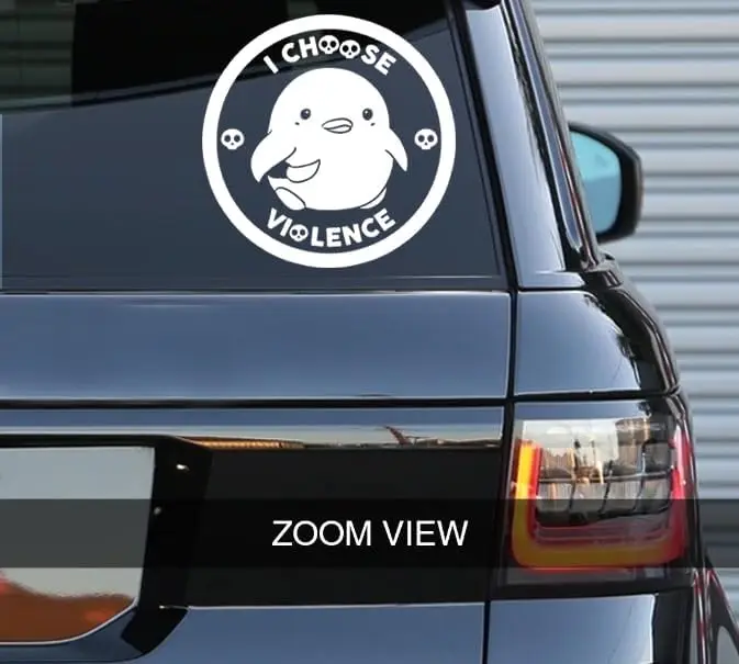 

1PC Choose Violence Funny Meme Quotes Decal – Indoor and Outdoor use | White Vinyl Sticker | Waterbottles Truck Window Laptop