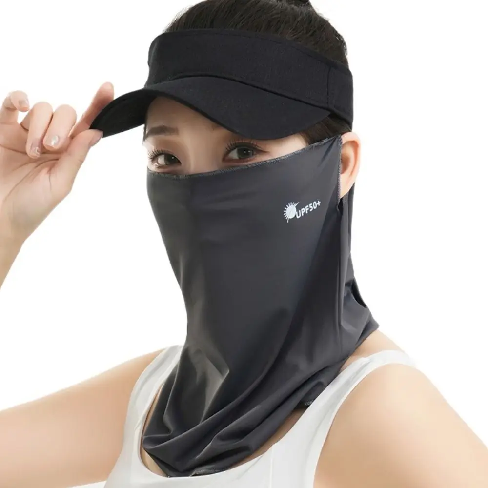 

Letter Summer Ice Silk Face Mask Sun Protection Breathable Sunscreen Face Veil Climbing Mask Veil Fishing Face Shield