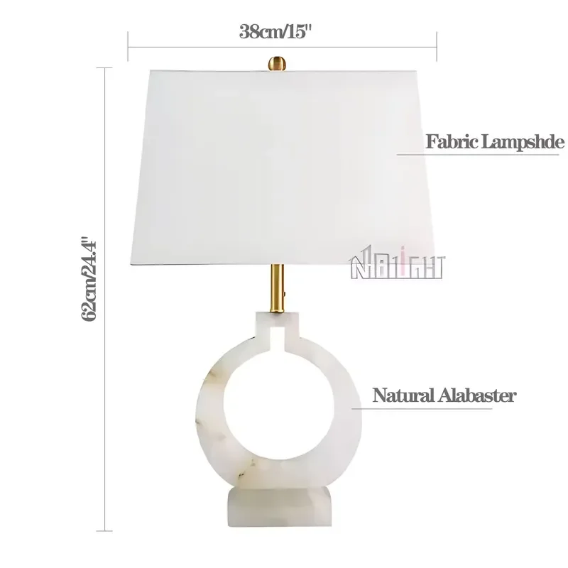 Modern LED Marble Table Lamp Alabaster Finish E26 Base for Living Room Bedroom Dining Home Decor AC Power Light Fixture