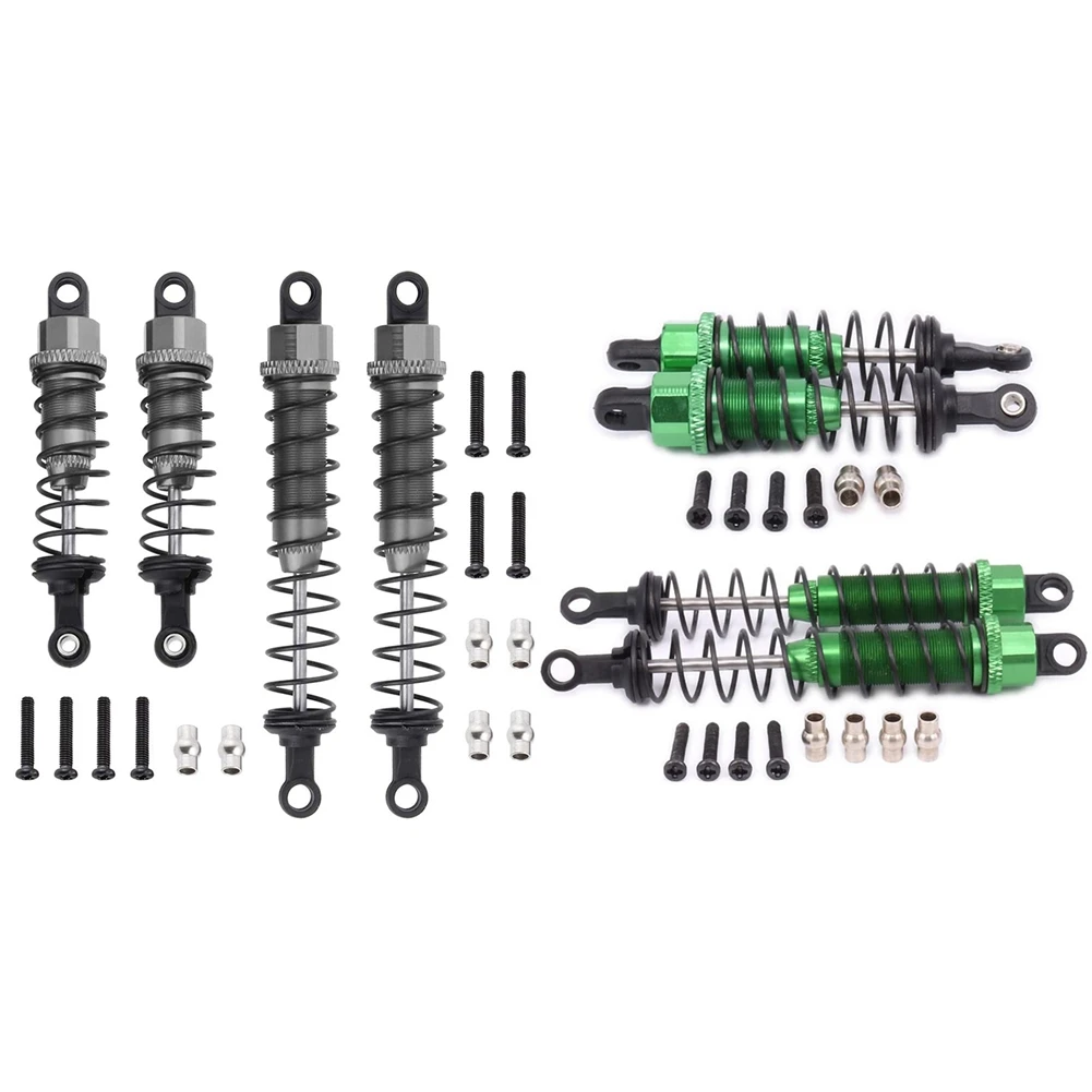 2 Set Metal Oil Filled Front&Rear Shock Absorber For 1/12 Wltoys 12428 12423 RC Car Crawler Upgrad Part,Green & Titanium