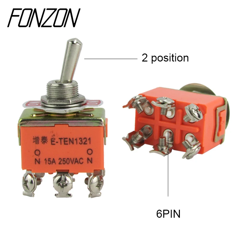 Interruptor On-Off com Double Pole Throw, Interruptor, Fonte de Alimentação, 12mm, 15A, 250VAC, E-TEN1322, 1021, 1321, 1321, 1Pc