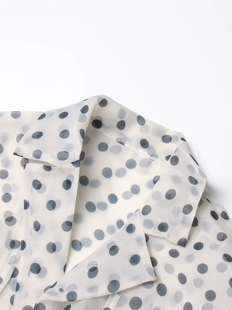 Chicever เสื้อโค้ทผู้หญิงลายจุดคอปกแขนยาว, เสื้อโค้ทแฟชั่นฤดูใบไม้ผลิ2024