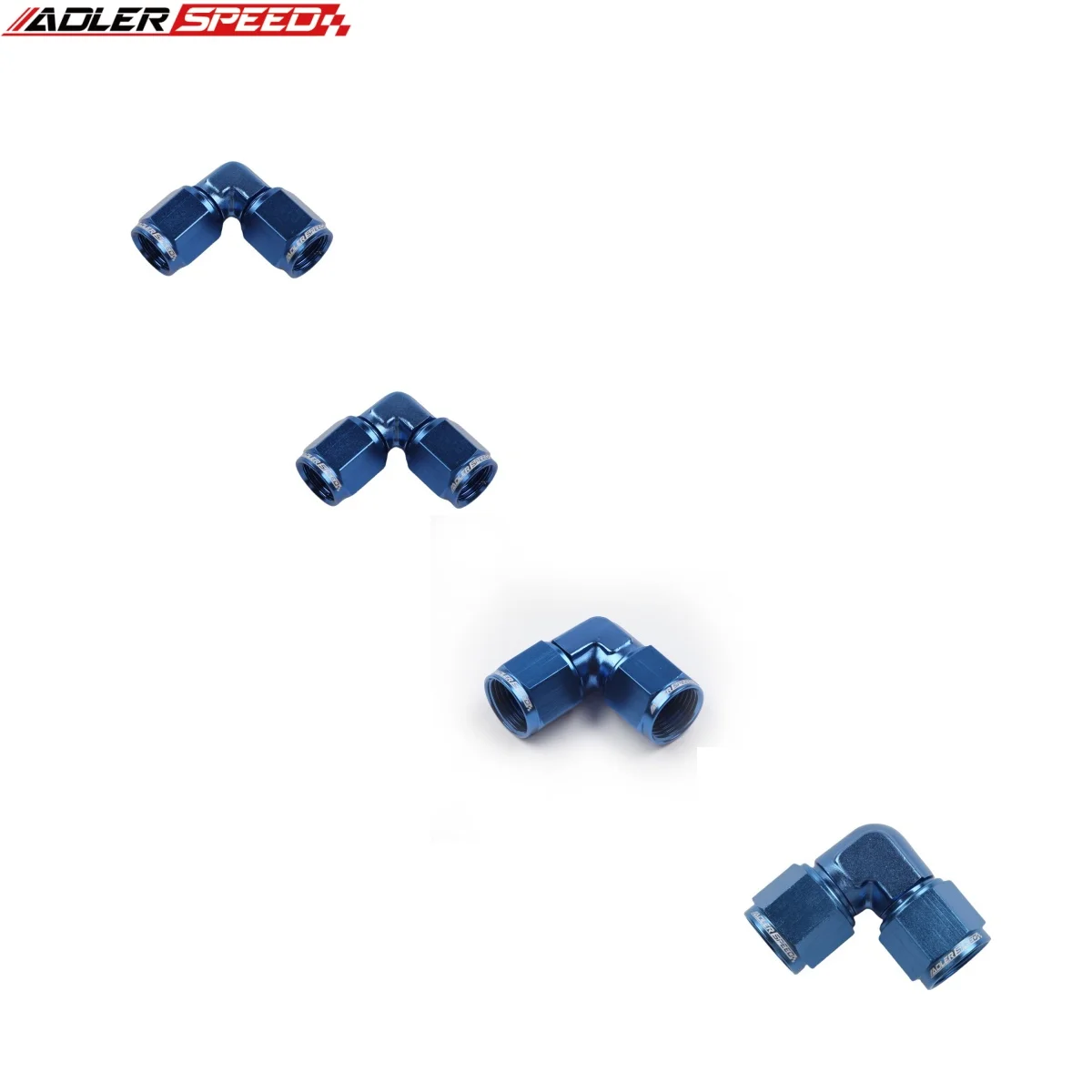 

90 Degree AN3 AN4 AN6 AN8 Female to 3AN 4AN 6AN 8AN 10AN Female Aluminum Swivel Fuel Fitting Adapter Blue