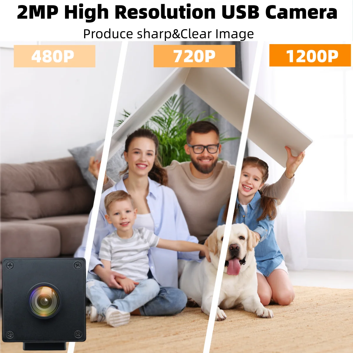 ELP Global Shutter USB Camera 1080P 90fps High Speed AR0234 Webcam Wide Angle No Distortion Industrial Webcam for 3D Printing